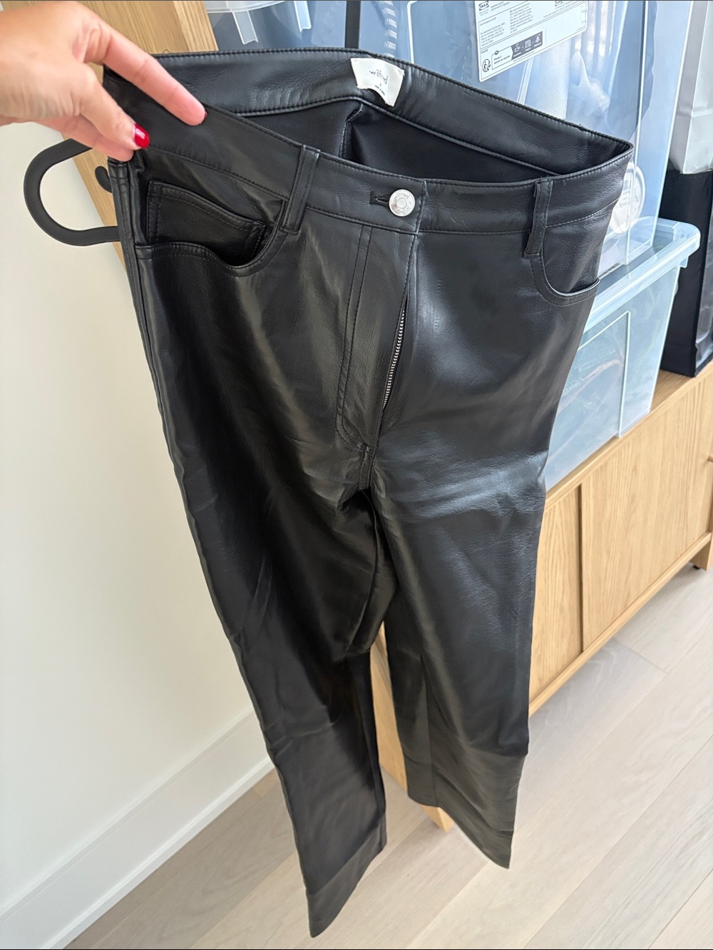 Wilfred Melina Black Faux Leather Straight-Leg Pants